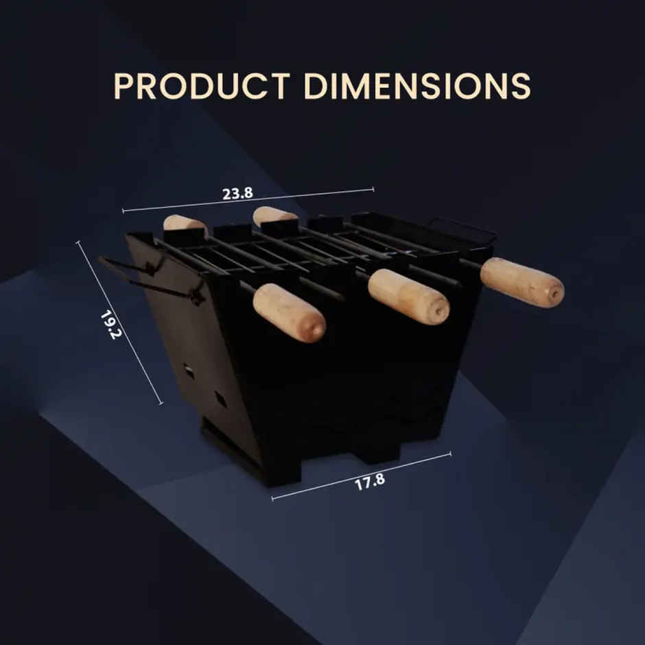 Peng Essentials Firegrill Tabletop BBQ Grill | Stainless Steel | 5 Skewers | Black