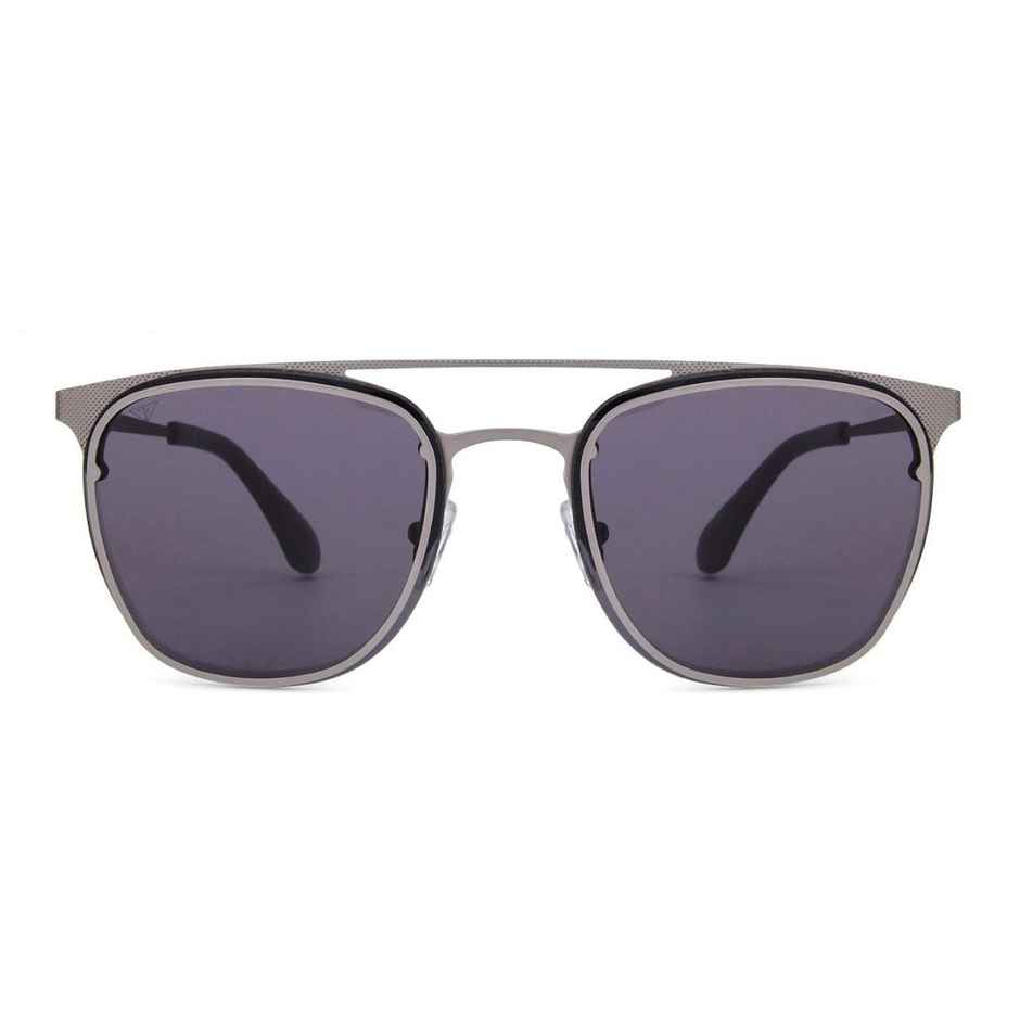 Vincent Chase By Lenskart Unisex Solid Stainless Steel Clubmaster Sunglasses | Dark Grey - M