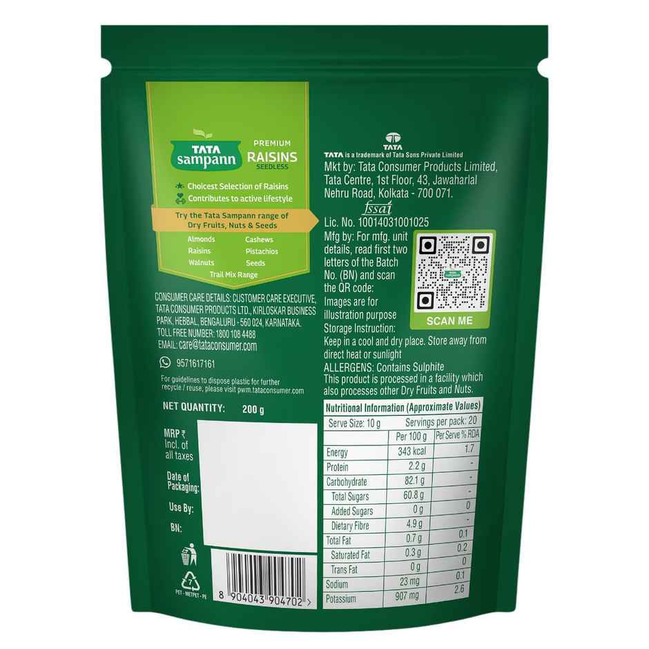 Tata Sampann Absolutely Pure Premium Raisins/Kishmish Seedless