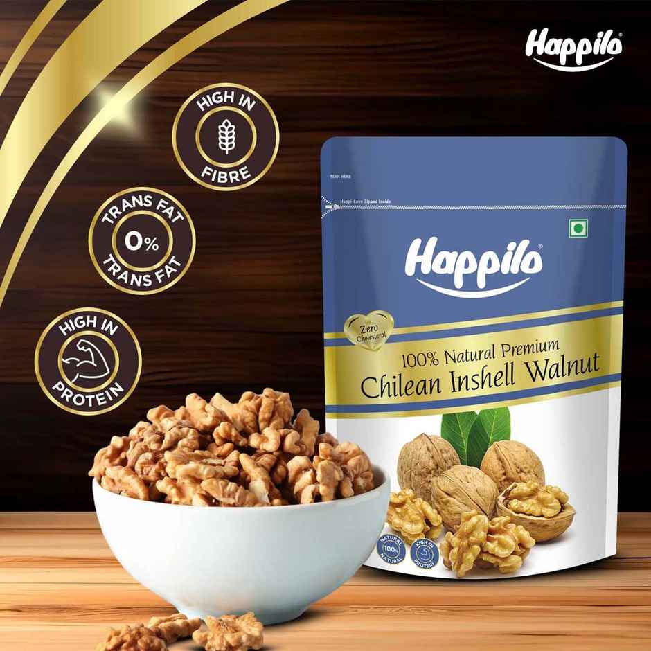 Happilo Premium 100% Natural Chilean Inshell Walnut Kernels Value Pack