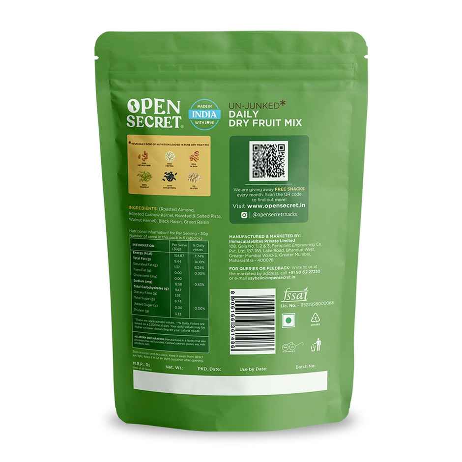 Open Secret Premium Panchmeva Dry Fruit Mix |6 Superfood in 1 Mix - Cashews, Almonds, Walnuts, Pista, Raisins |High Protein