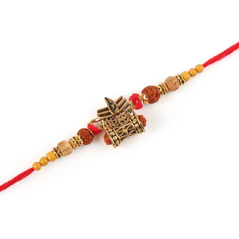 Rudraksh Beads and Shiv Mahakal Charm Rakhi | Sacred and Unique | Pichai