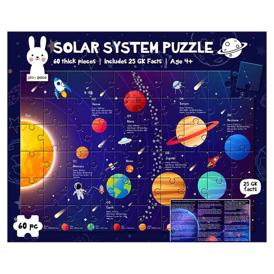 Play Panda Solar System Puzzle with 60 Pieces & 25 GK Facts