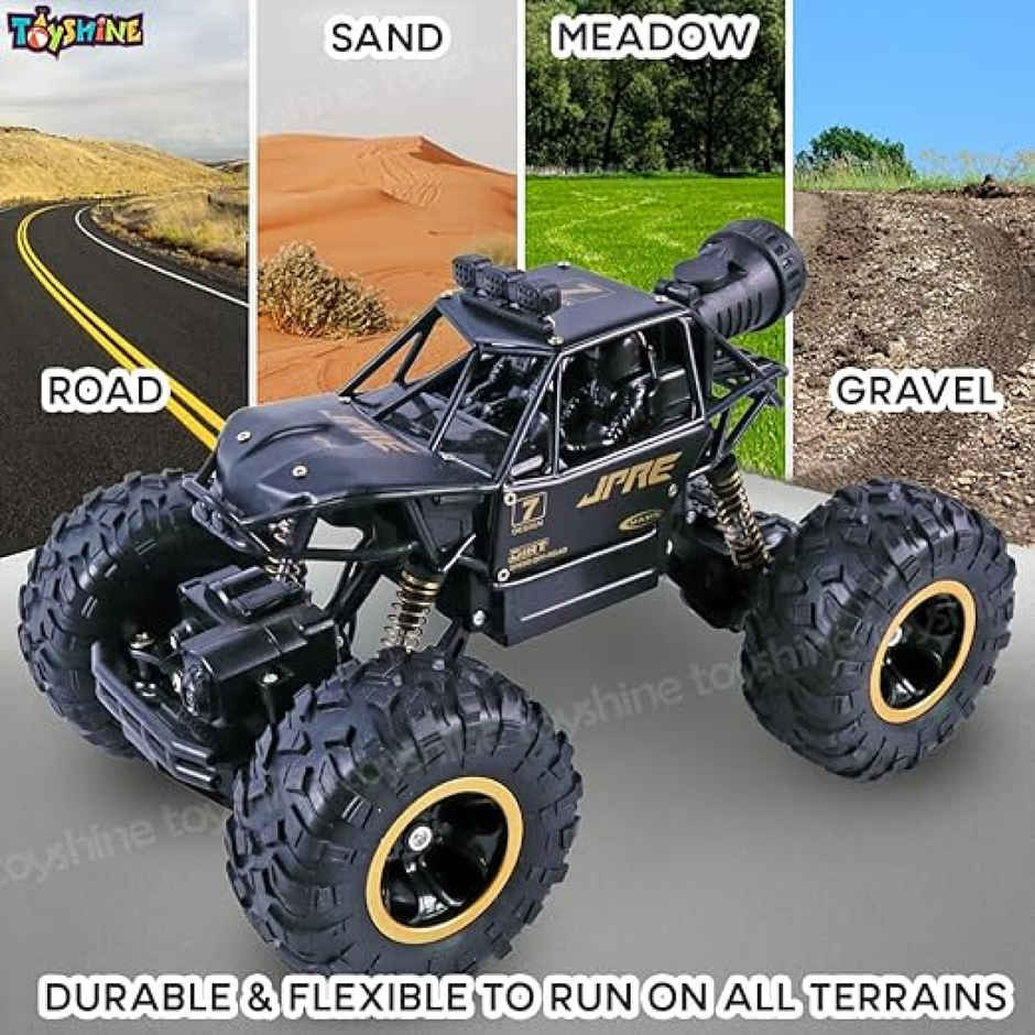 Toyshine 1:16 Scale 2.4Ghz Rechargeable Remote Control 4Wd Alloy Off Road Rock Crawler | Black