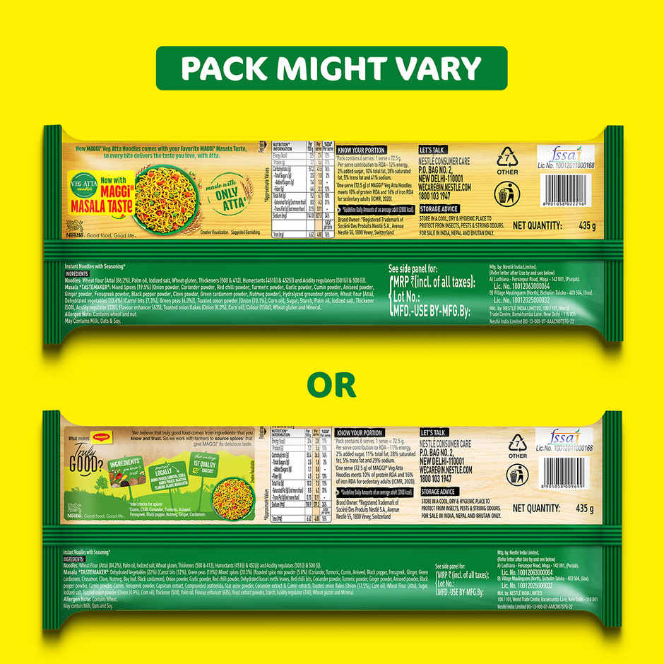 Maggi Veg Atta Noodles Made with Only Atta Flour