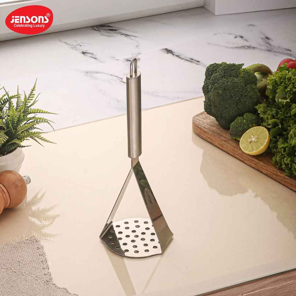 Jensons Stainless Steel Potato Masher | Heavy Duty Pav Bhaji & Vegetable Masher | Food Grade
