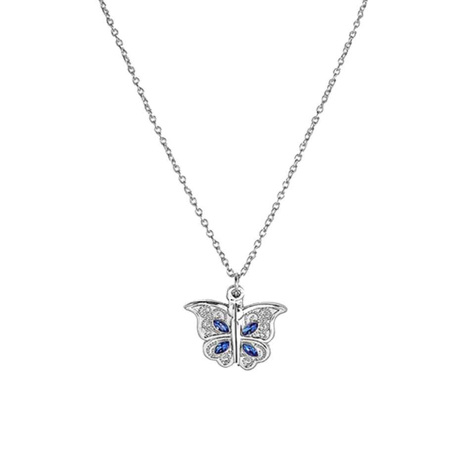 Fashion Frill Women's Openable Butterfly Pendant Chain Silver Onesize