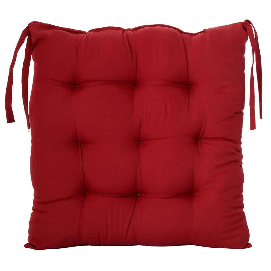 Kuber Industries Microfiber Square Chair Pad Cushion for Car | Office | Dining | Pack of 2 (Maroon)