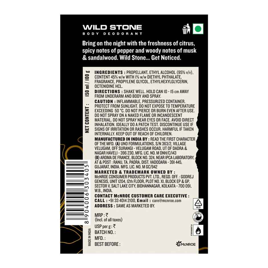 Wild Stone Night Rider Long-Lasting Deodorant for Men
