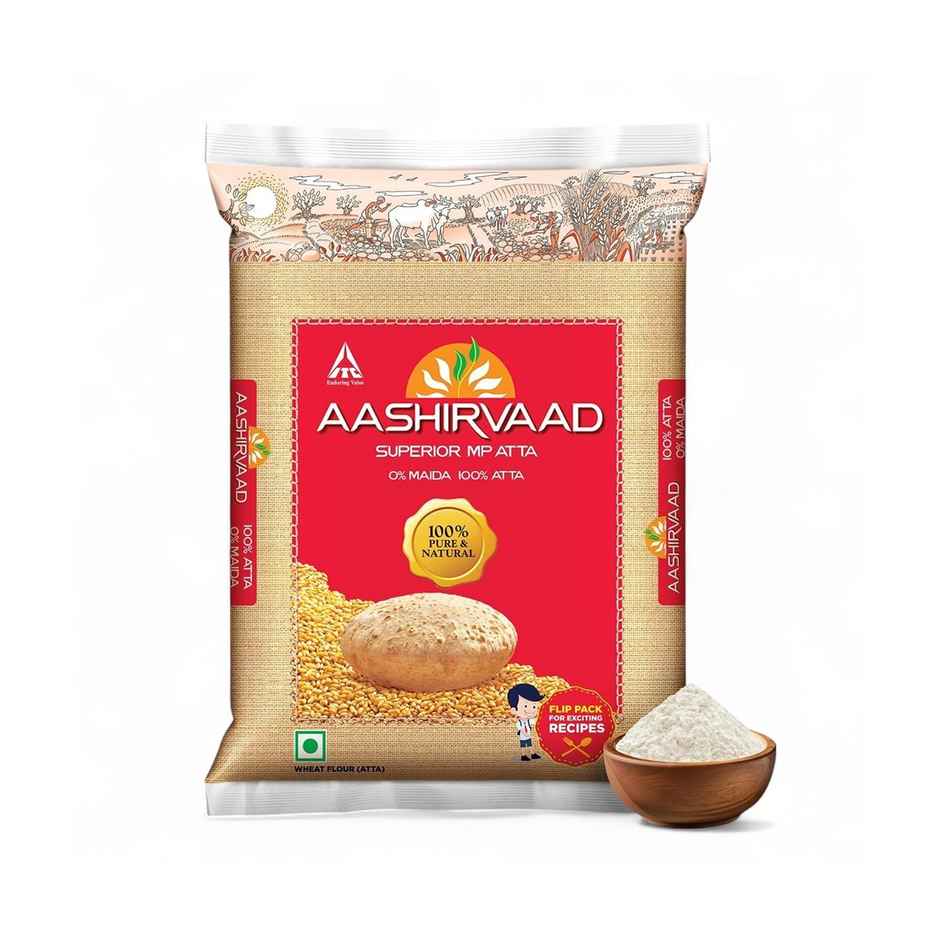 Fortune Sunlite Refined Sunflower Oil (Pouch)(1 l), Madhur Sugar/Sakkare - Refined(1 kg) & Aashirvaad Superior MP Whole Wheat Atta(5 kg) Combo
