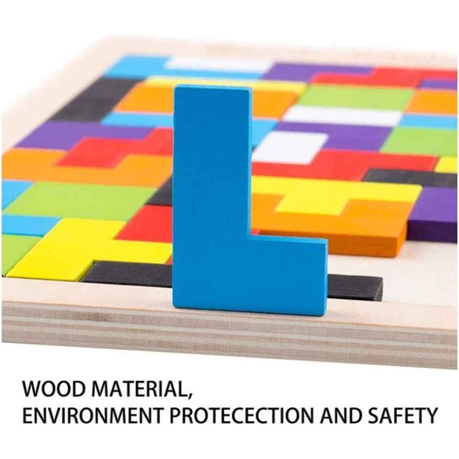 Fablue 40 Pcs Wooden Russian Blocks Puzzle For Kids Adults - Wood Intelligence Puzzle Toy For Kids