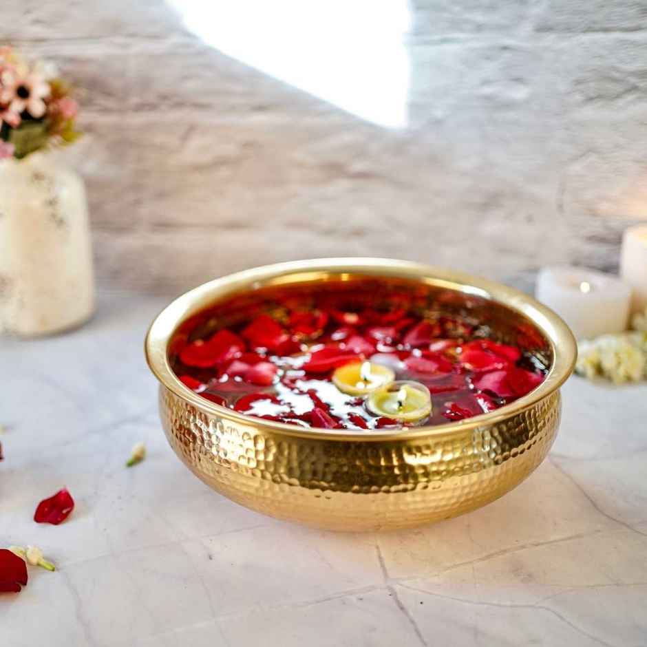 Behoma Classic Hammered Urli Bowl - Elegant Gold Finish