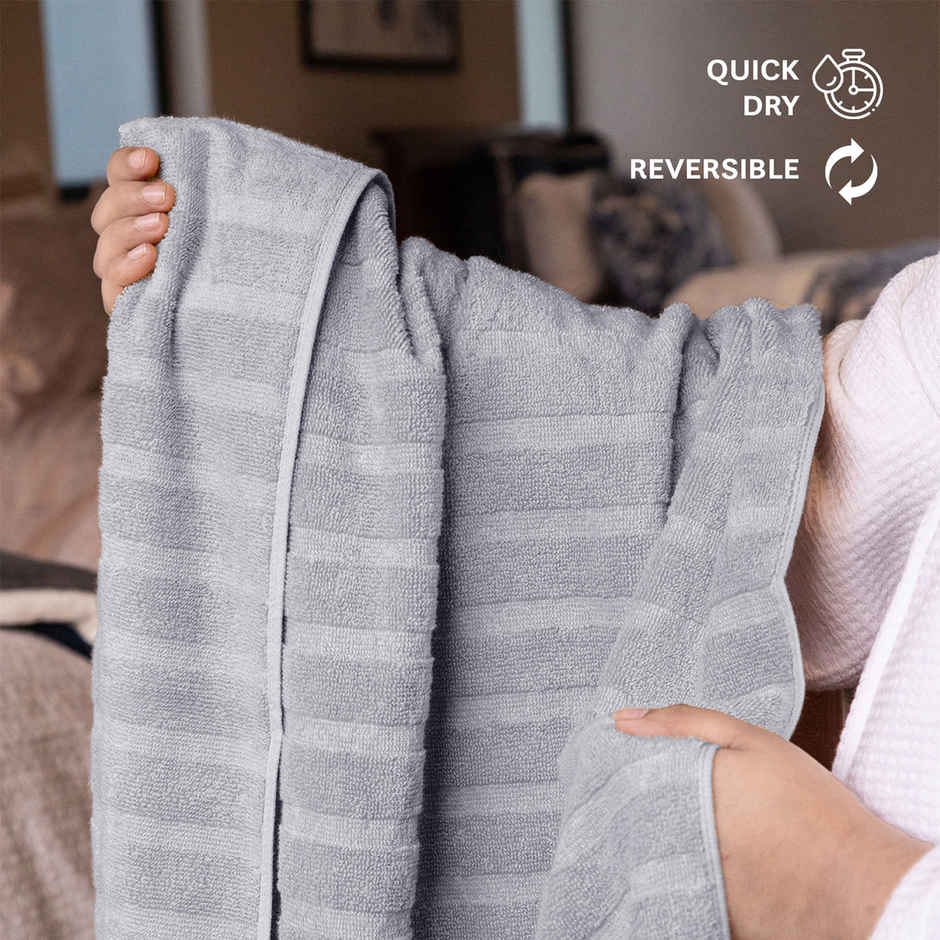Mytrident Quick Dry Cotton Bath Towel | 28 x 56 in | Charcoal Grey