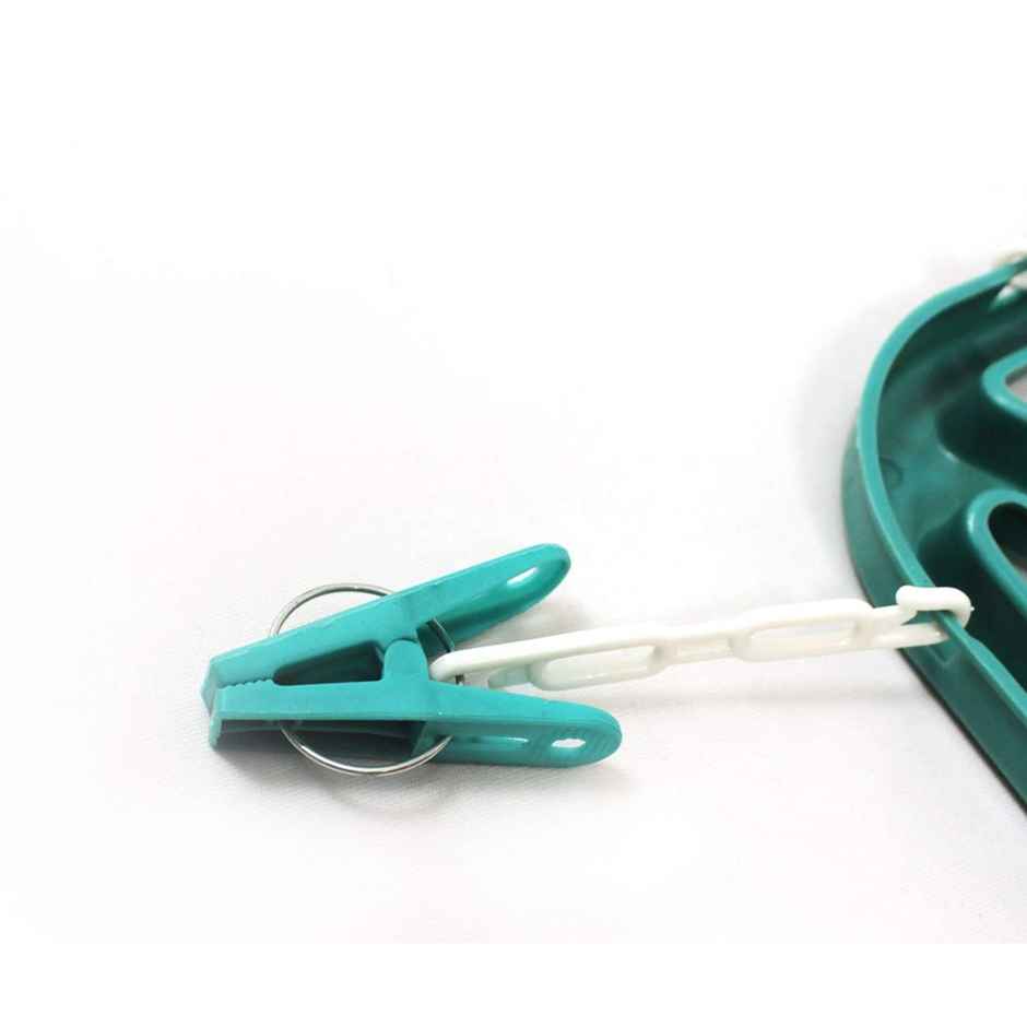 Kuber Industries Plastic (32 Clips) Portable & Rotatable 360 Degree Cloth Drying Hanger (Green)