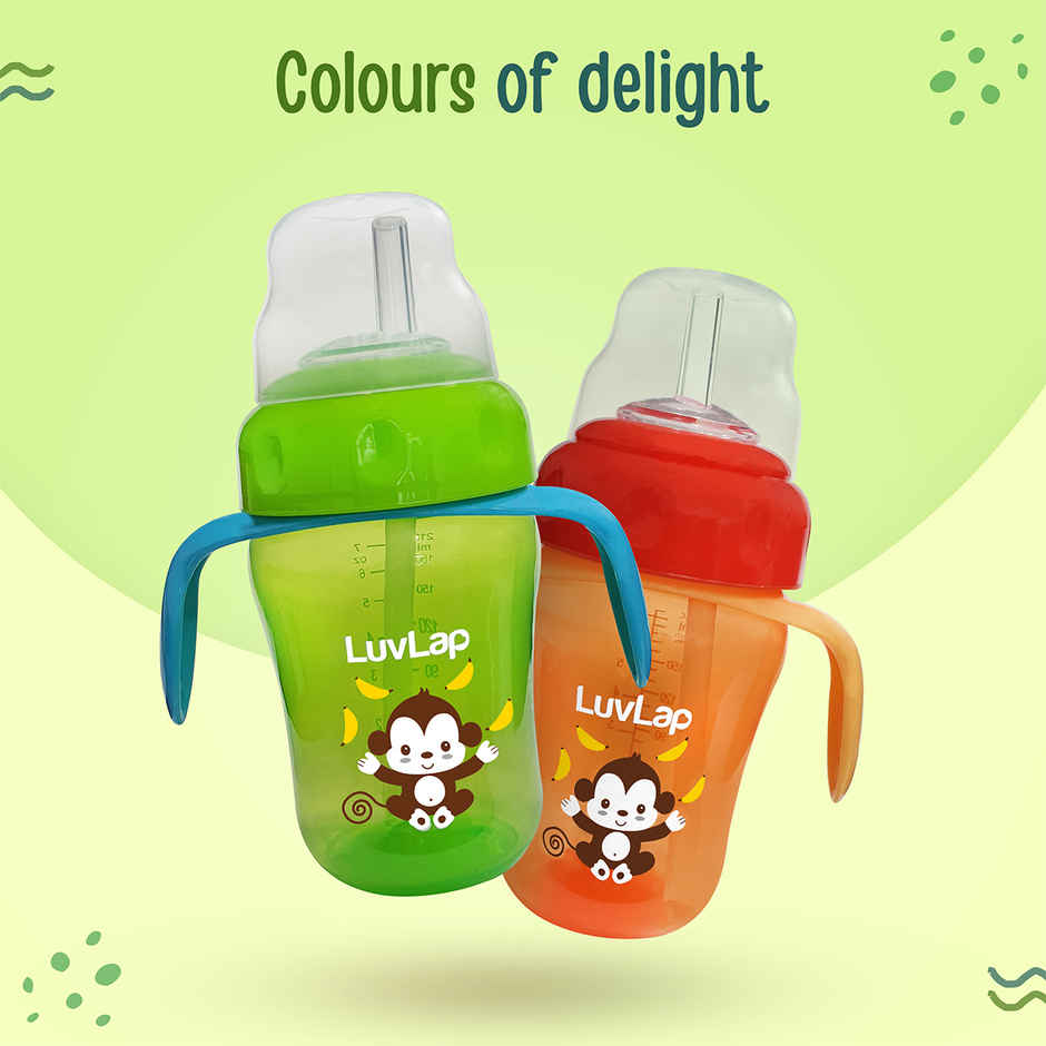 LuvLap Banana Time 2 in 1 Sipper with Soft Silicone Spout & Straw, BPA Free, 6m+