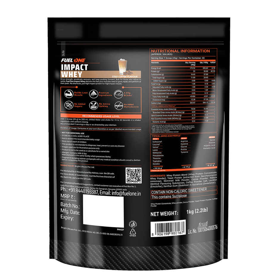 Fuel One Impact Whey Protein Powder | Cold Coffee