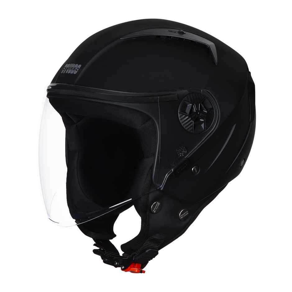 Studds Vogue Open Face Motorcycle Helmet with Clear Visor |Matt Black - M