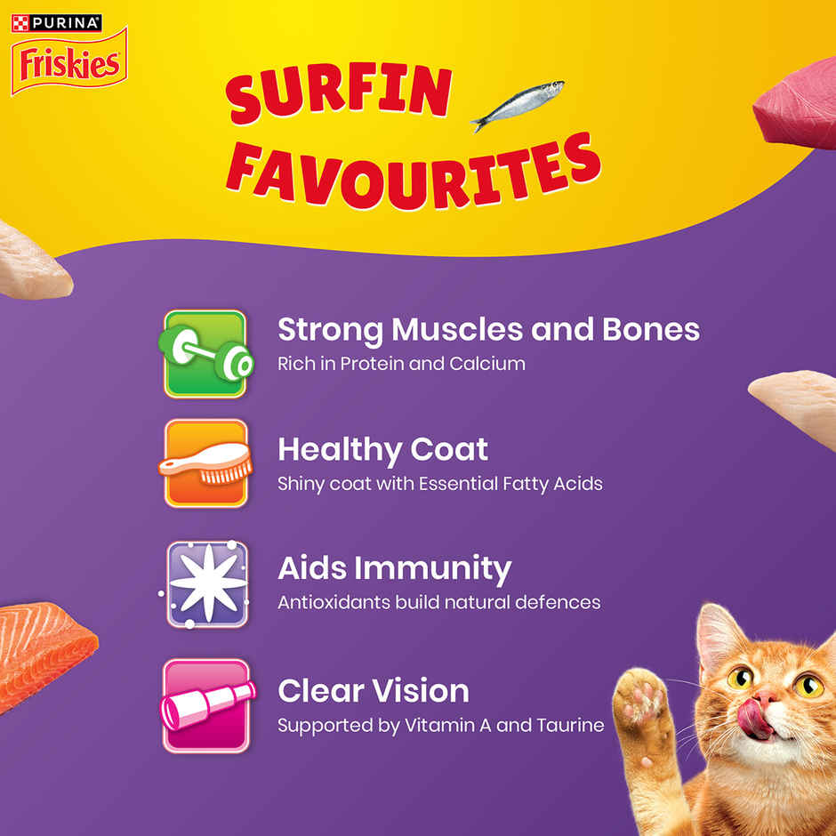 Purina Friskies Surfin | Cat Food - Mackerel Tuna Salmon & Sardine Flavours
