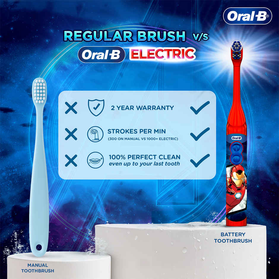 Oral-B Kids Iron Man Soft Battery Electric Toothbrush | 3+ Years