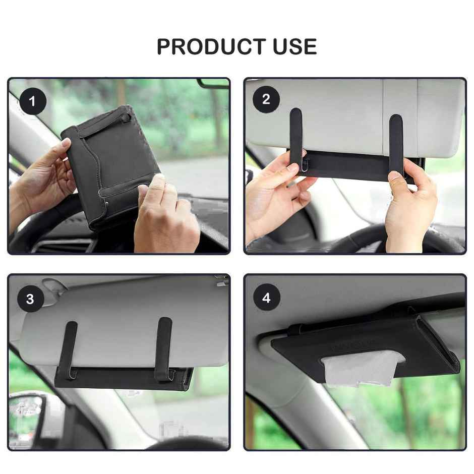 Involve Your Senses Car Visor Leather Tissue Holder | PU Leather Dashboard Tissue Case