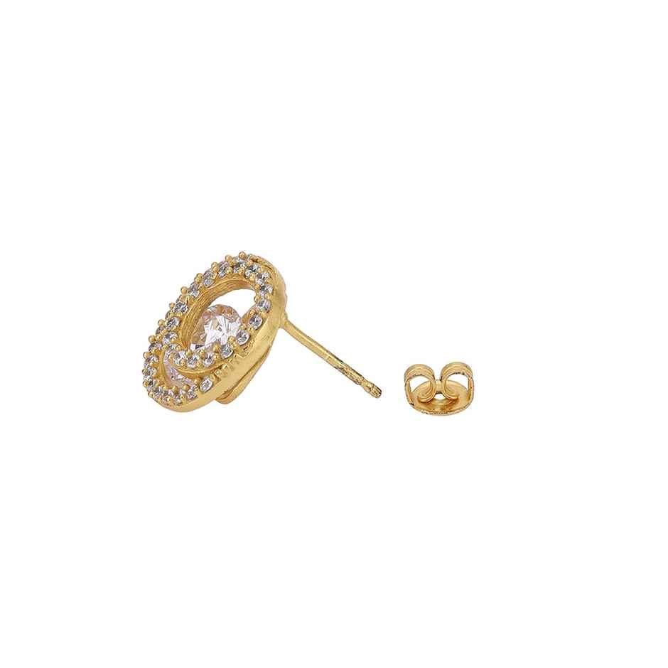 Carlton London 18kt Gold Plated with CZ Circular Stud Earring | FJE4257