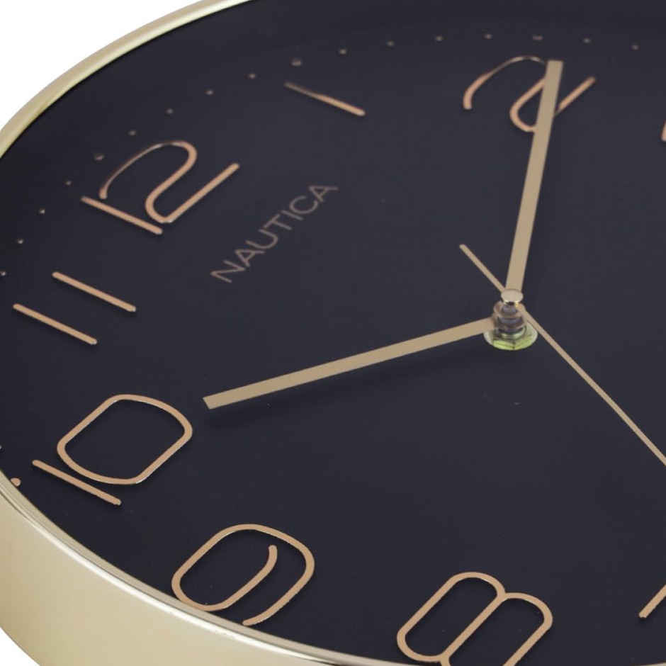 Nautica Modern Wall Clock For Stylish Home Quartz Sweep Technology Pc Size | Abs) Black/Rosegold