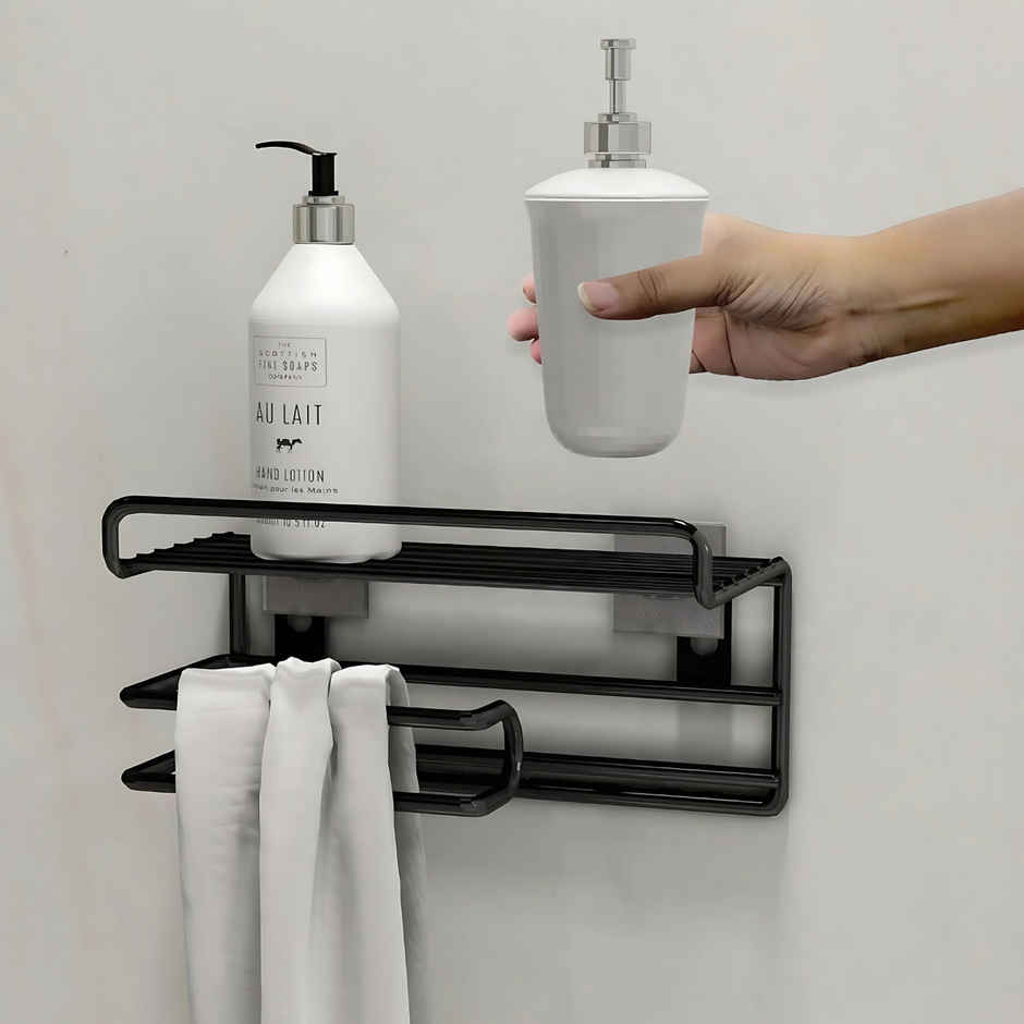 Zedak Self Adhiesive Wall Mounted Toiler Paper Holder | Black