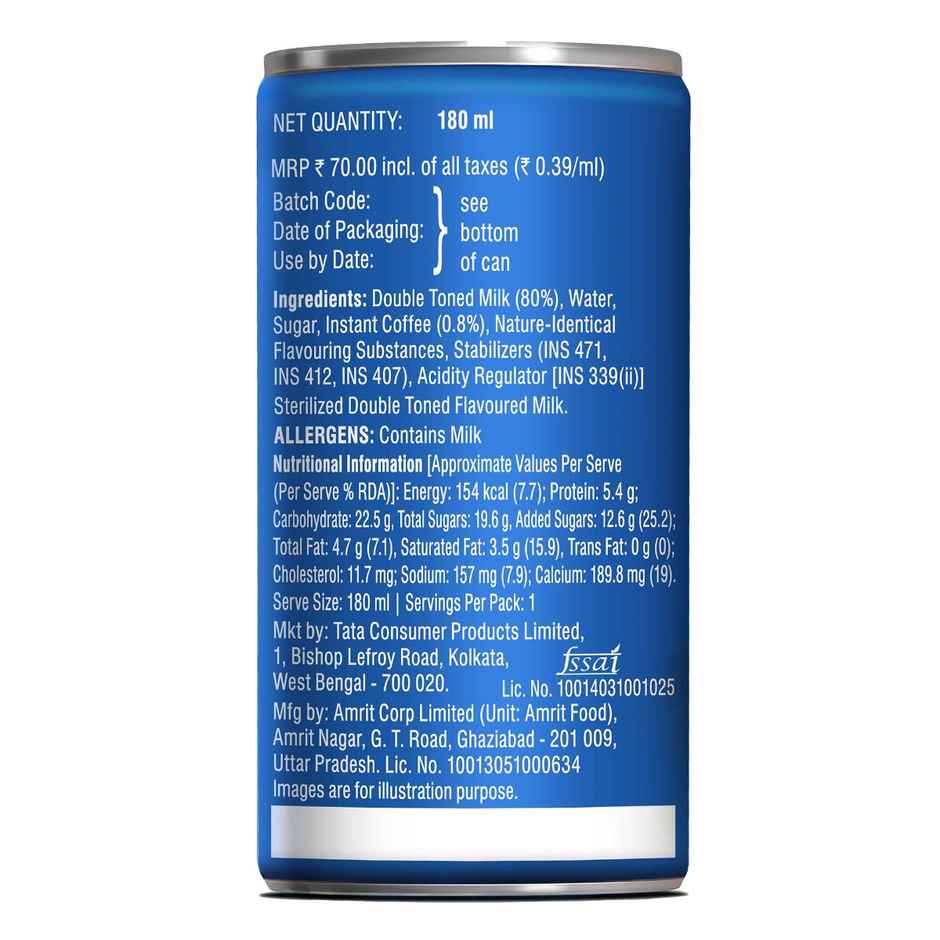 Tata Cold Coffee French Vanilla Iced Coffee, Rich & Creamy, Flavoured Milk, Can