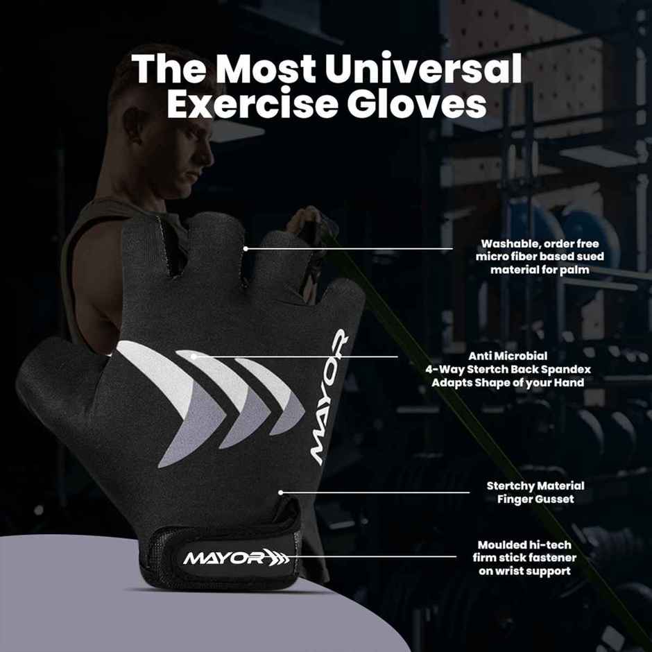 Mayor Freedom Gym & Fitness Gloves For Men And Women (Grey/Black, Free Size)