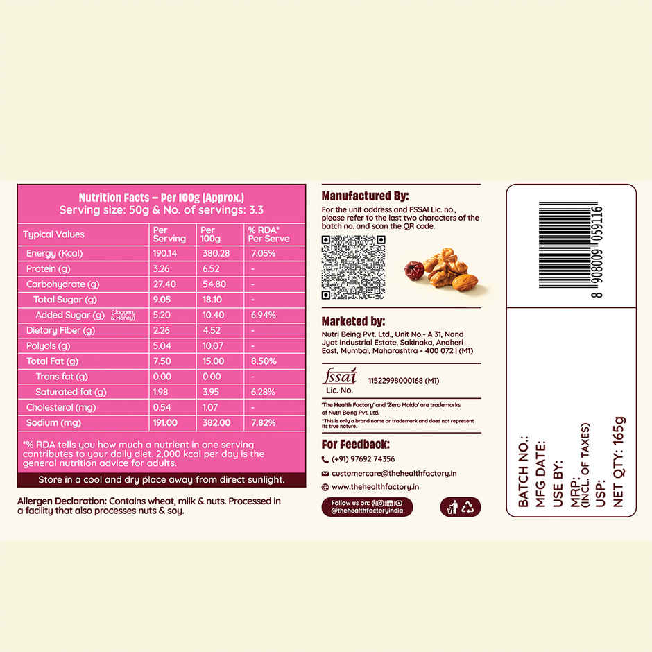 The Health Factory Pound Cake Fruit & Nut | Zero Maida | Tea Cake | Eggless