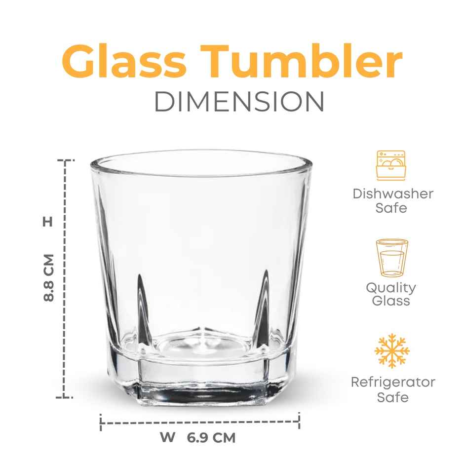 Yera Premium 260 ml Whisky Tumblers Set 6 pcs | Durable Glassware