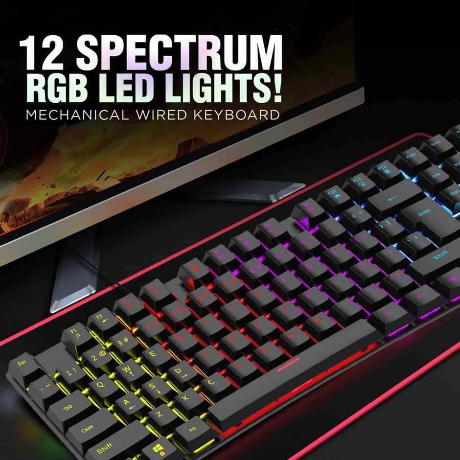 Intex Mechanical Wired Keyboard with RGB Light| 3 Level Brightness | Premium Plug & Play Keyboard