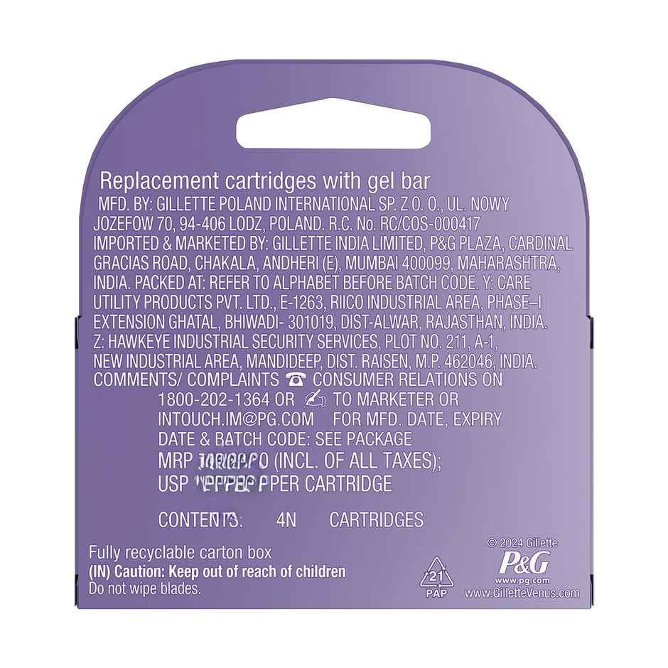 Venus Gillette Venus Comfortglide Hair Removal Razor Blades | Refills | Cartridges | Pack Of 4