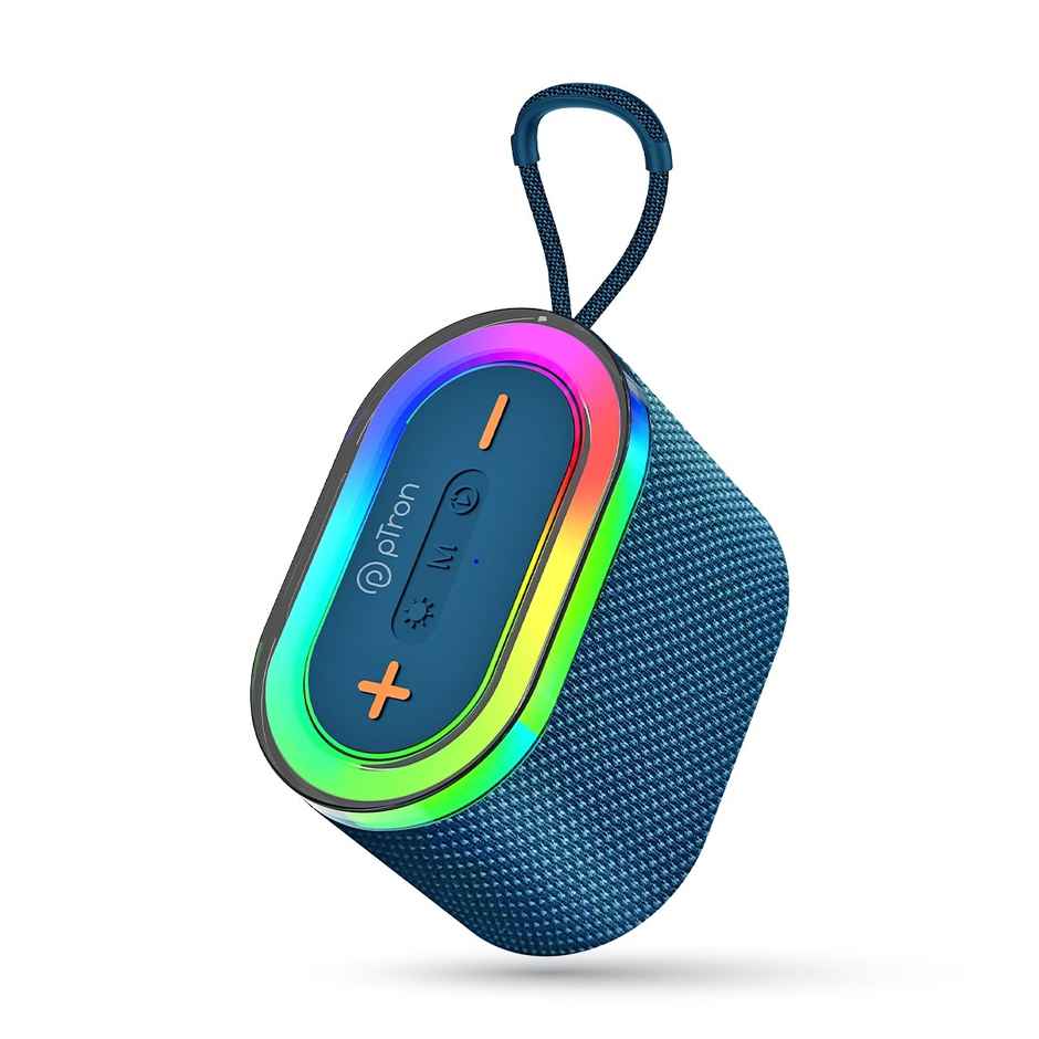 pTron Fusion Pop 12W Bluetooth Speaker With 10 Hours Playback | RGB Leds | Type-C Charging - Blue