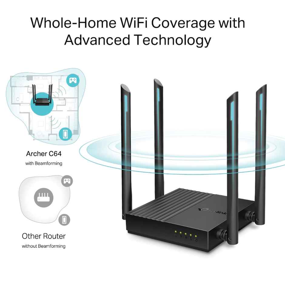 TP-Link Archer C64 AC1200 Wireless MU-MIMO Full Gigabit WiFi Router, Dual Band