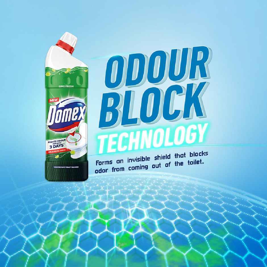 Domex Lime Fresh Toilet Cleaner | Fights Odour for Upto 3 Days