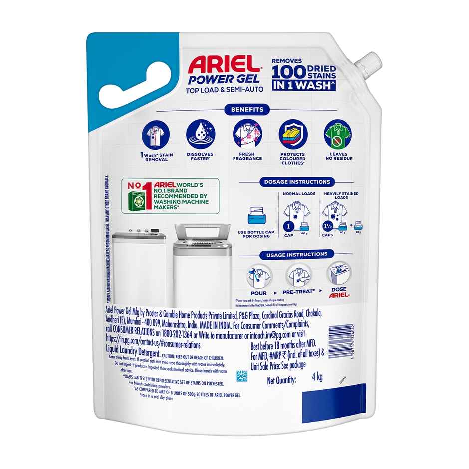 Ariel Power Gel Liquid Detergent for Top load washing machine