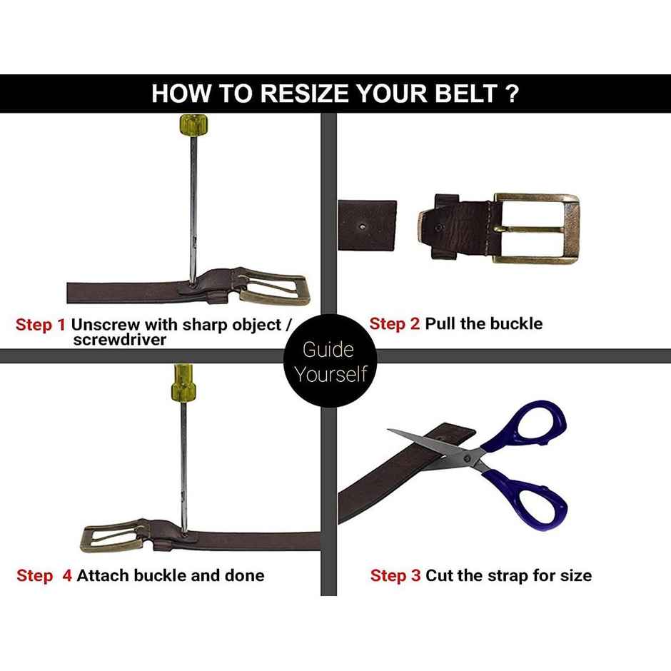 Wildhorn Men's Solid Genuine Leather Leather Belt | Black - Free Size