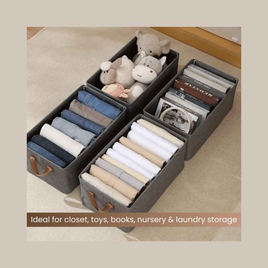 Zulaxy Foldable Fabric Storage Organizers for Clothes & Multipurpose Use | Grey
