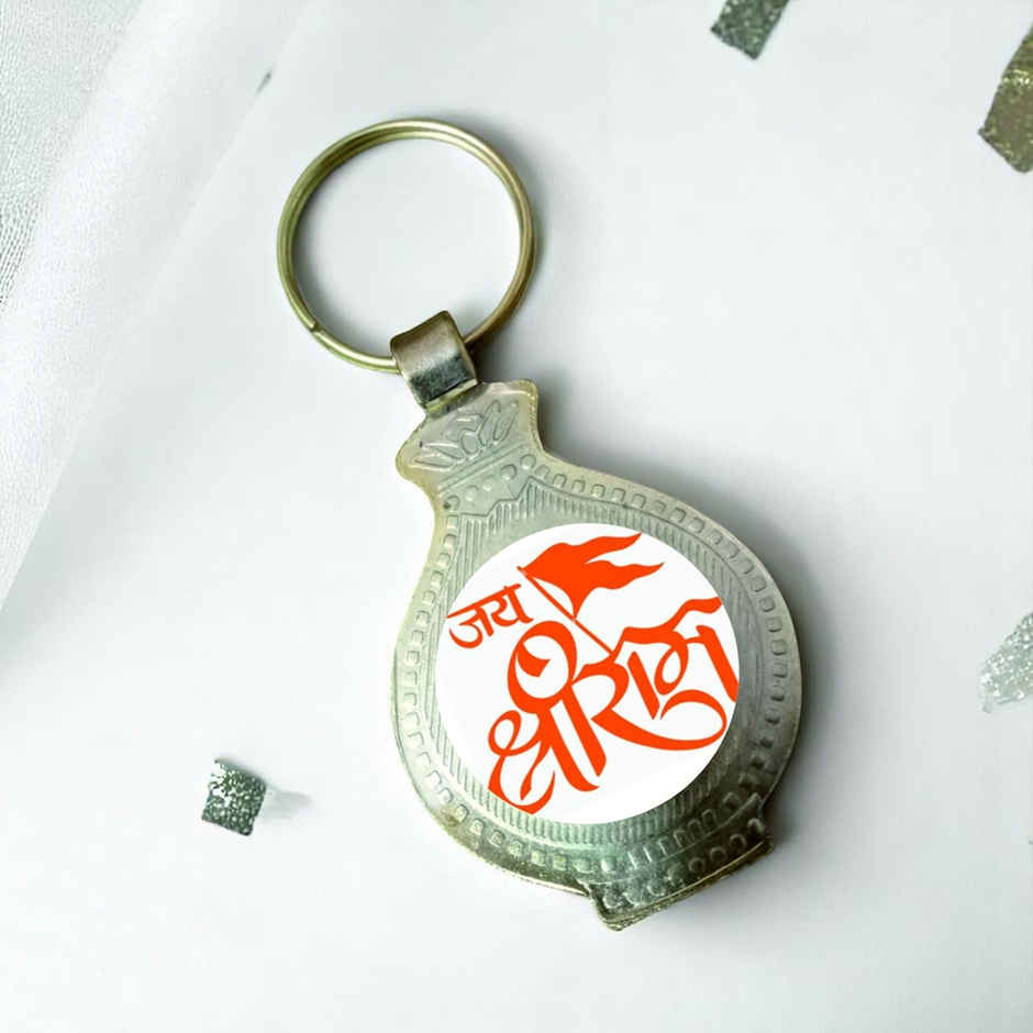 Divine Vibes Jai Shree Ram Oval Metal Key Chain