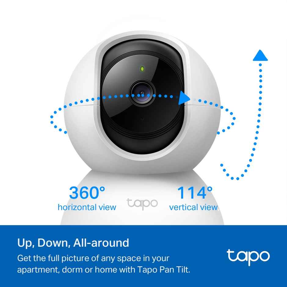 TP-Link Tapo C200 360Degree 2MP 1080p Full HD Pan/Tilt Home Security Wi-Fi Smart Camera| Alexa Enabled| 2-Way Audio| Night Vision| Motion Detection| Sound and Light Alarm| Indoor CCTV -  White