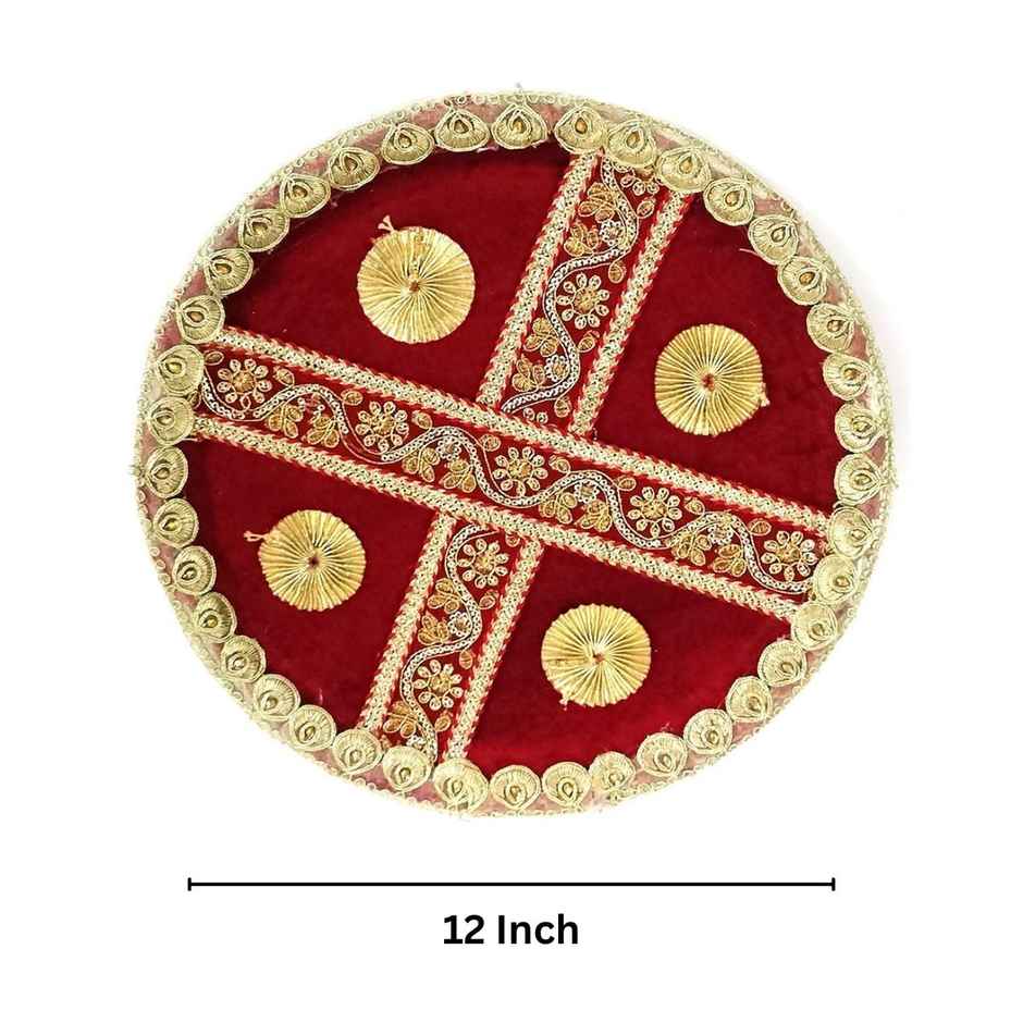 Karwa Chauth Pooja Thali Set | 12 inch | Red | Gullak