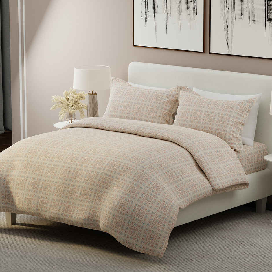 Boutique Living Geo Art (Cottage Garden) 100% Cotton 300 TC King Bedsheet with 2 Pillow Covers