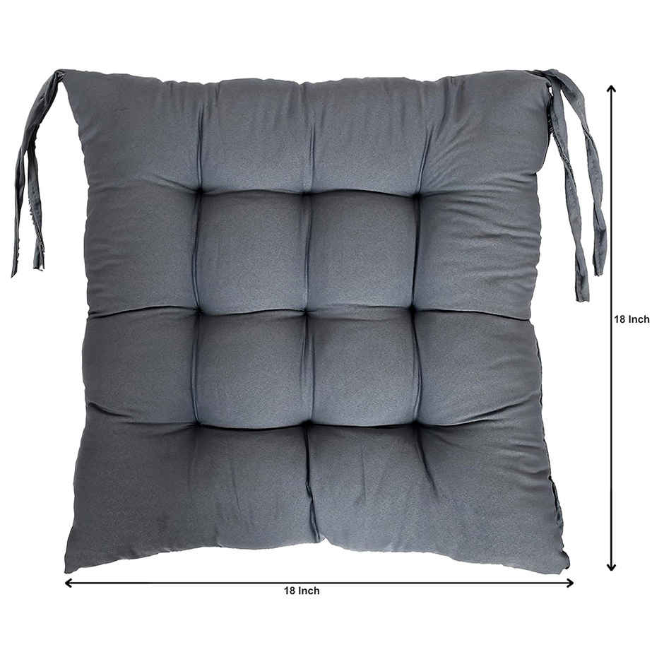 Kuber Industries Pack of 2 Chair Pads | Microfiber Chair Cushion for Office-Home | Grey