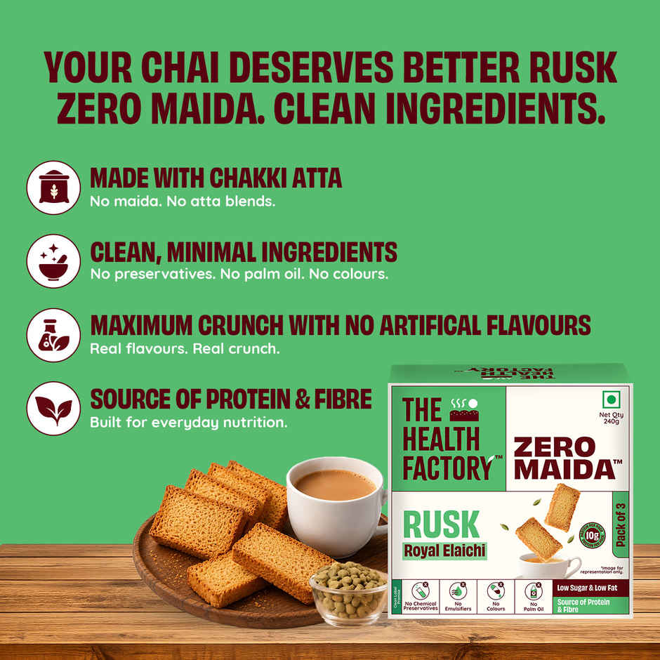The Health Factory Elaichi Rusk | Zero Maida