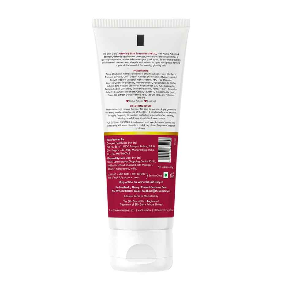 The Skin Story Sunscreen SPF 30 PA++ For Glowing Skin Hydrating Reduces Pigmentation Non-Sticky