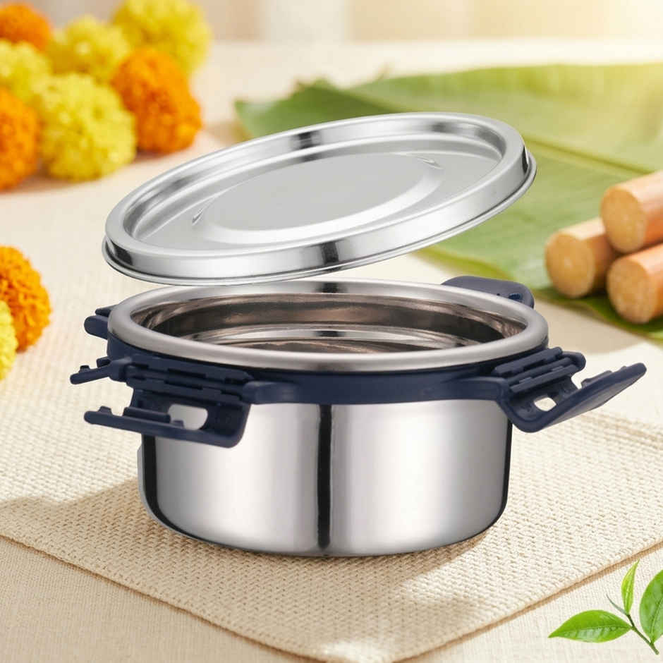 Jensons Stainless Steel Airtight Quade Container 350 ml | Leak Lock Storage Box