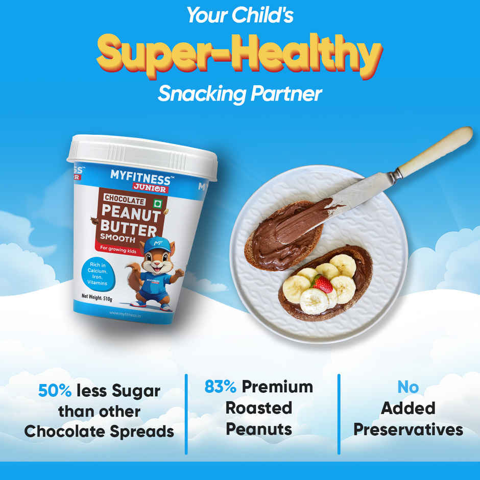 MyFitness Junior Chocolate Peanut Butter Smooth Spread | For Kids, High Protein