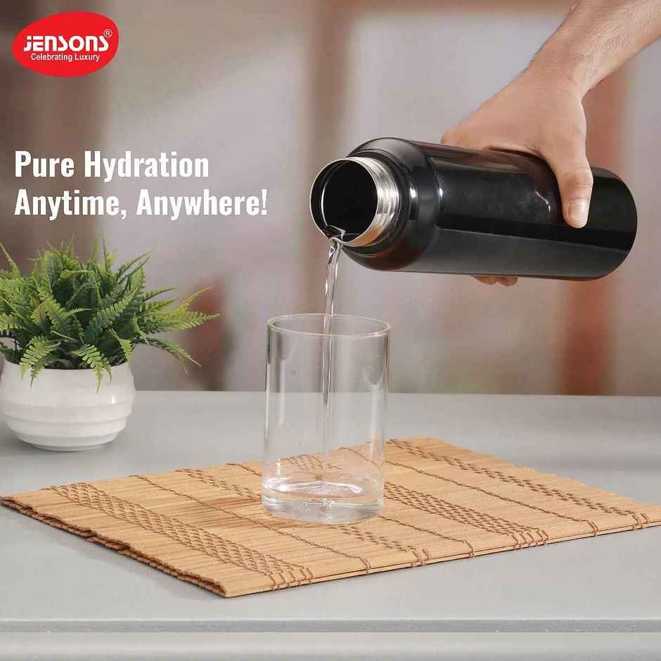 Jensons Stainless Steel Single Wall Classic Bottle | Black | 1 L