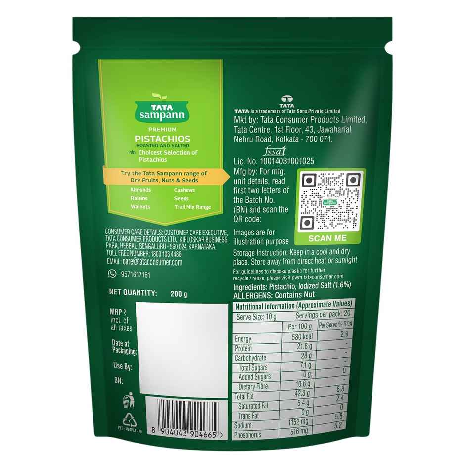 Tata Sampann Authentic Iranian Pistachios Roasted & Salted